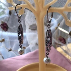 Sterling Silver and Pearl Dangle Earrings